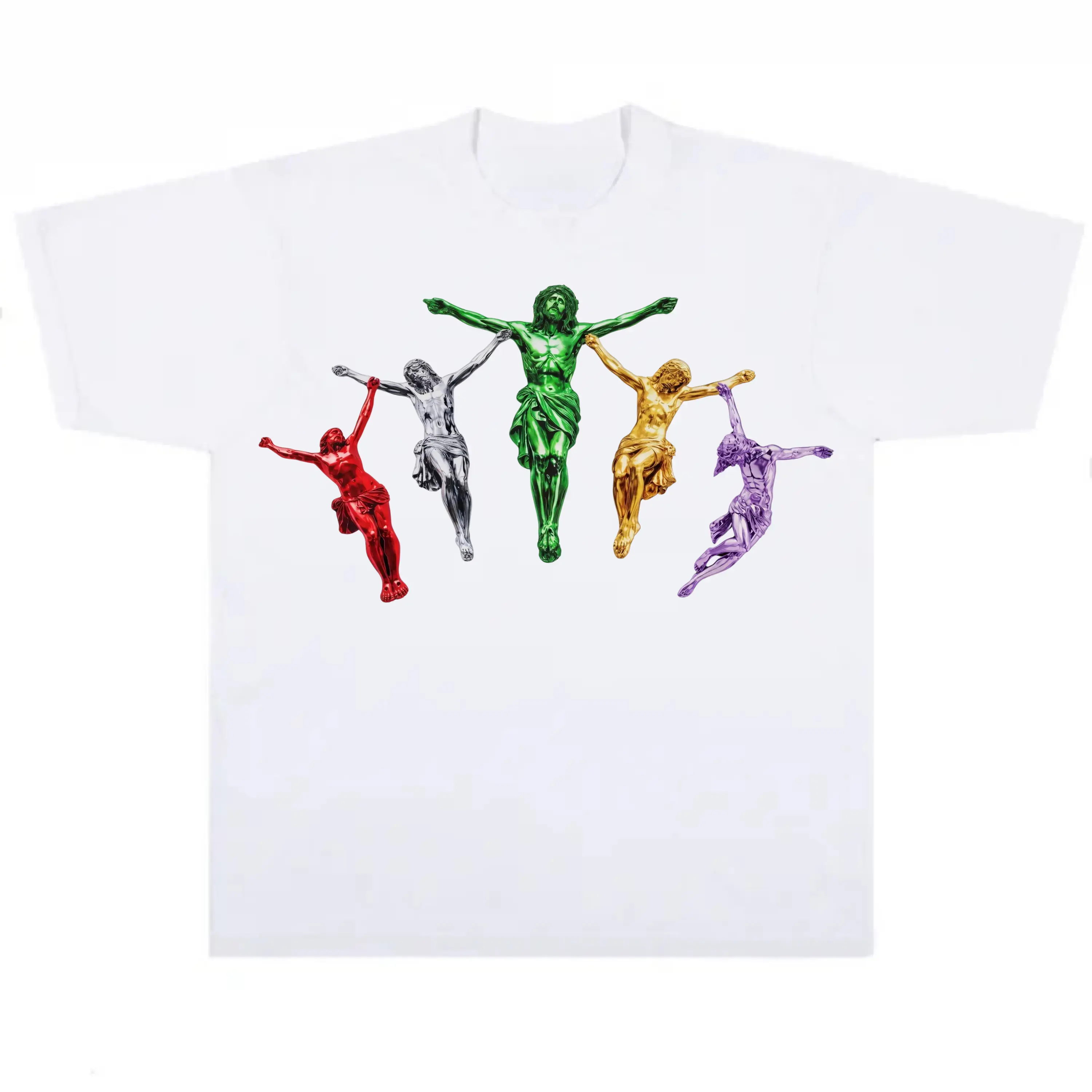Metallic Jesus Graphic T-Shirt,Relaxed Fit Graphic Crew Neck Tee Stain Resistant Lightweight Top For Outdoor Fitness Daily Casual,Quick Dry Moisture Wicking Athletic Crew Tee Breathable Lightweight Fitness Running Short Sleeve Top