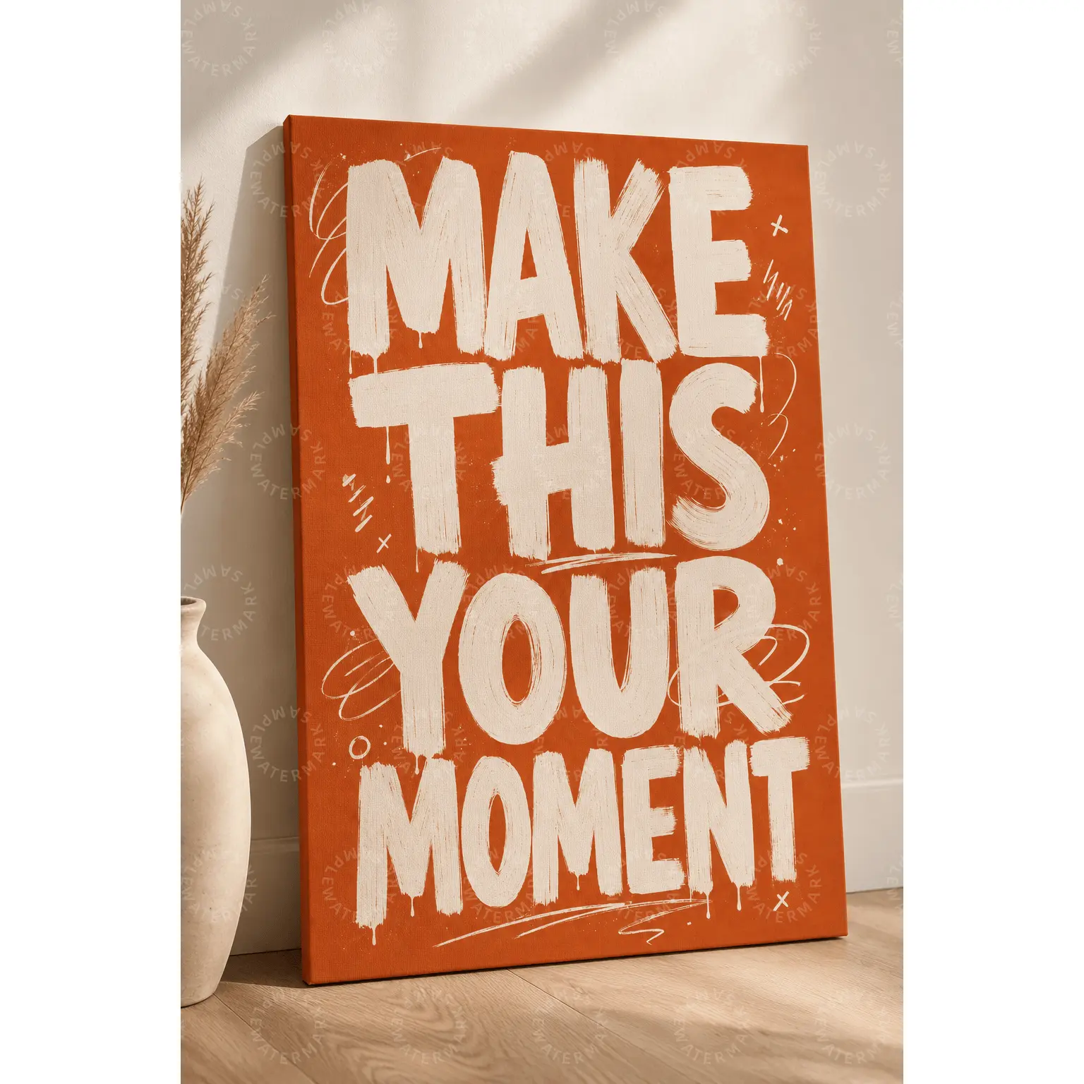 Make This Your Moment Canvas Poster, Orange White Motivational Quote Wall Art, Bold Brush Typography Aesthetic Poster, Bedroom Wall Art, Office Decor, Living Room Decor, Gym Wall Art, Inspirational Gift