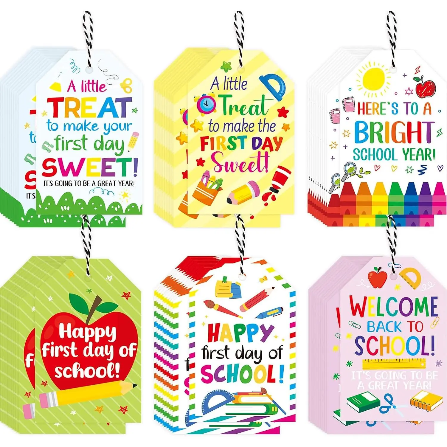 60 count  to School  Tags with String |  Tags for Teacher Student,  of School  Tags,  Wrapping Supplies, Welcome  to School, Party Decor