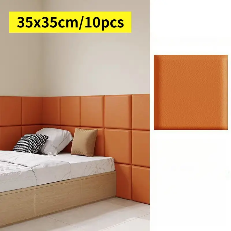 10Pcs Value Pack Anti-Collision Wall Sticker, 35X35cm Self-Adhesive 3D Soft Pad, Bedhead Tatami Kids Backrest, Low Cost Safety Upgrade.