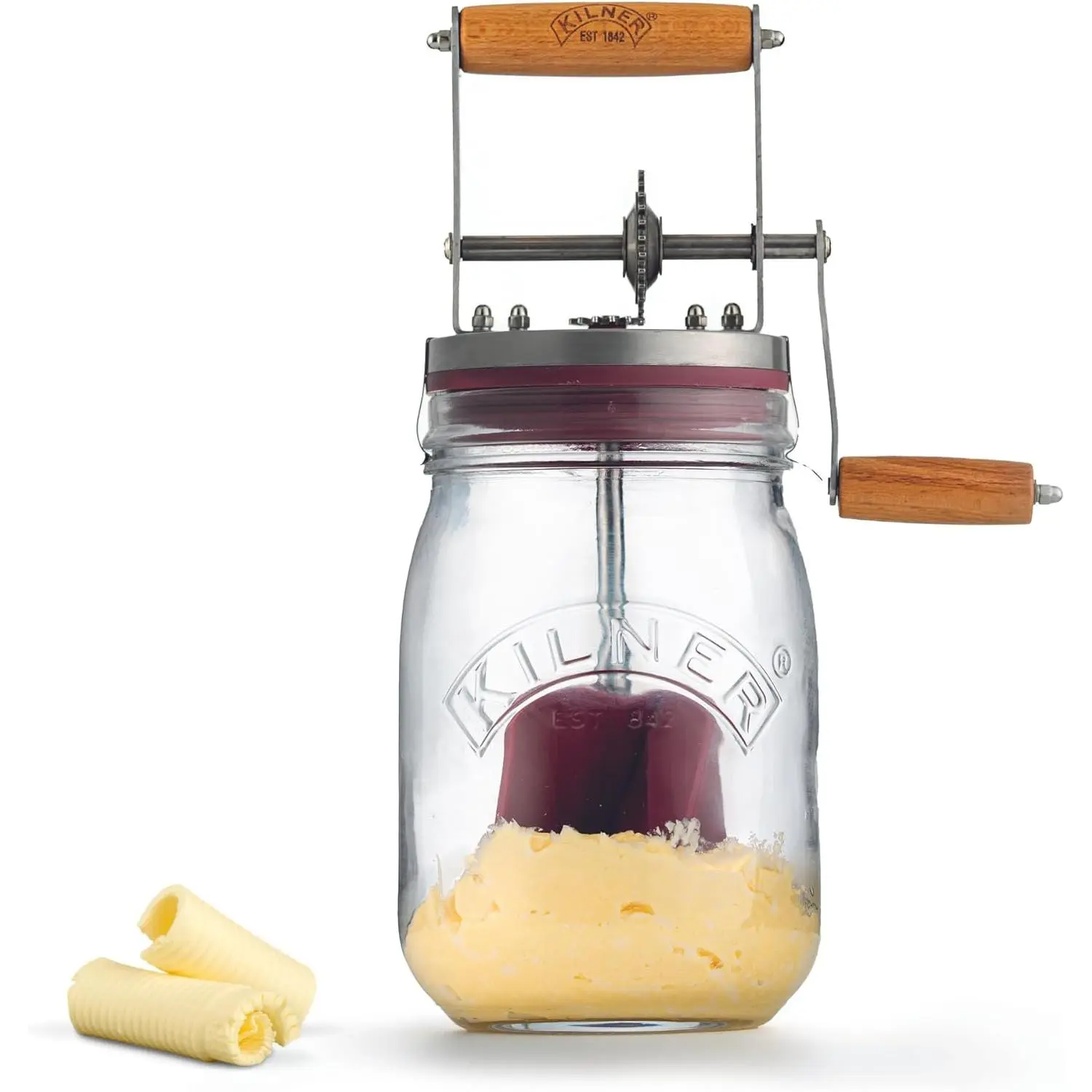 Glass Butter Churn; Delicious Homemade Butter in as Little as Ten Minutes; Large 34-Fluid Ounce Capacity Butter Churner, 1 EA