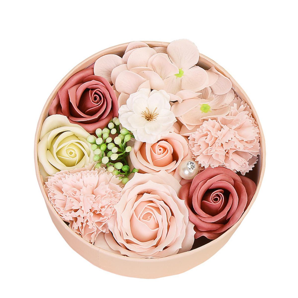 Luxury Beautiful Flora Scented Roses/Carnation Flower Bath Soap with Stem, Flower Soap in Gift Box, Gift for Birthday/Valentine's Day/Mother's Day (Pink)