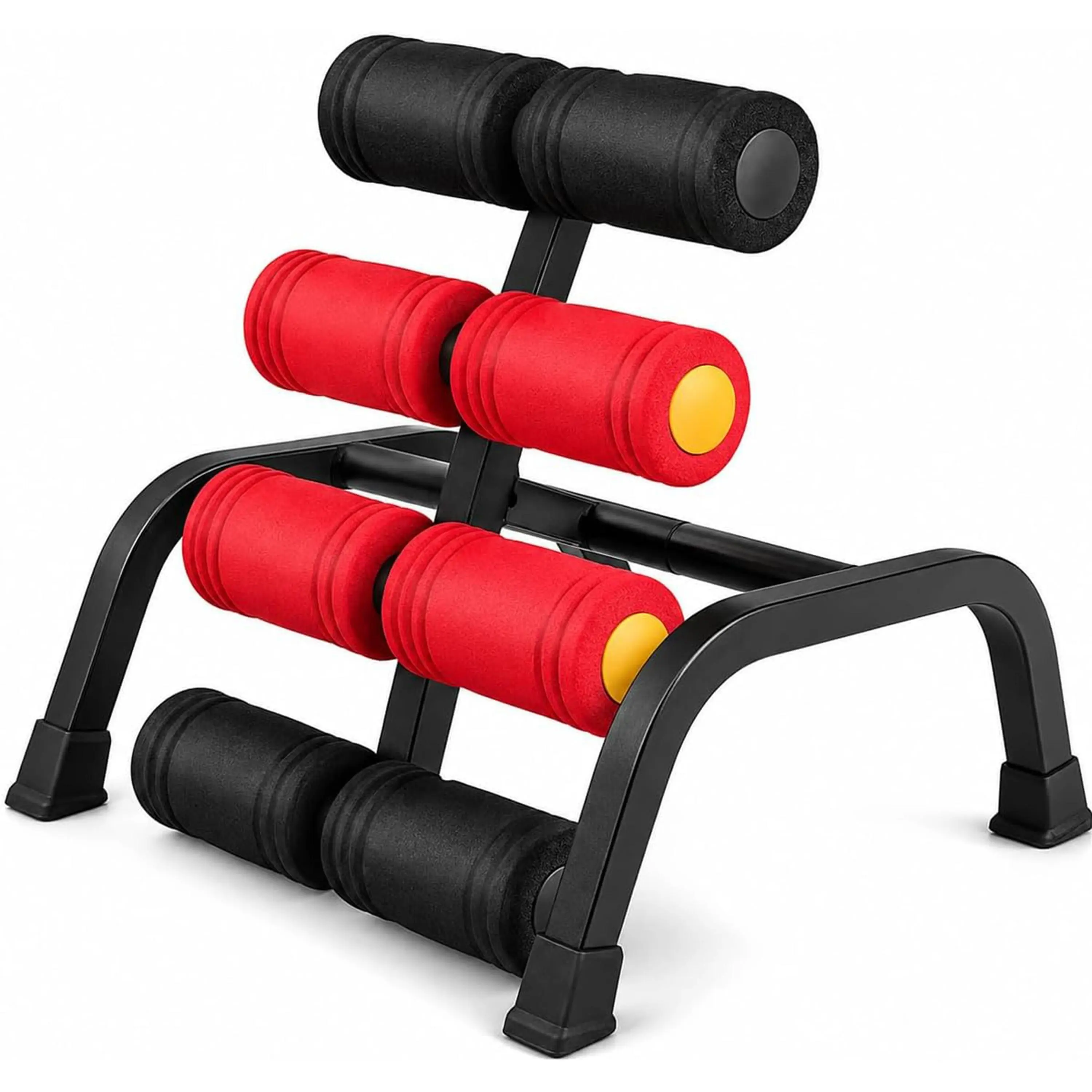 Mini Inversion Table with Rollers, Back Extension Machine Back Pain Relief, Easy to Assemble, Spinal Decompression Table for Home Gym (Red)