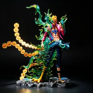 One Piece Marco The Phoenix Figure, Whitebeard Pirates Collectible Statue，Marco The Phoenix Action Figure, Battle Form with Flame & Coin Effects，Marco The Phoenix Anime Figure, One Piece Merch with Special Effects