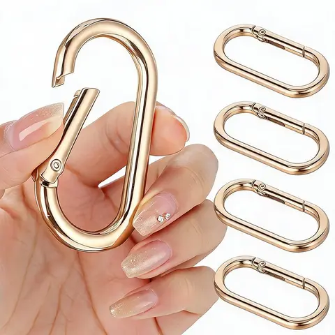 【Black Friday】5 Pcs Oval Carabiner Snap Clips, Metal Spring Snap Hooks, Trigger Snap Hooks, Heavy-Duty Oval Dog Tag Clips for Bags, Purses, Keychains, Bag Buckle Replacement