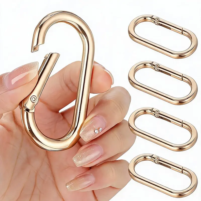 【Black Friday】5 Pcs Oval Carabiner Snap Clips, Metal Spring Snap Hooks, Trigger Snap Hooks, Heavy-Duty Oval Dog Tag Clips for Bags, Purses, Keychains, Bag Buckle Replacement