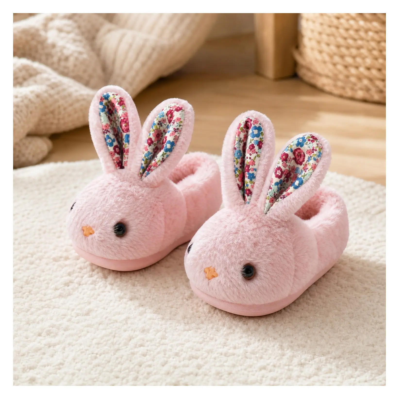 Toddler Kids Boys Girls Dinosaur Bunny House Slippers Non-Slip Warm Soft Fuzzy Winter Indoor ShoesGift