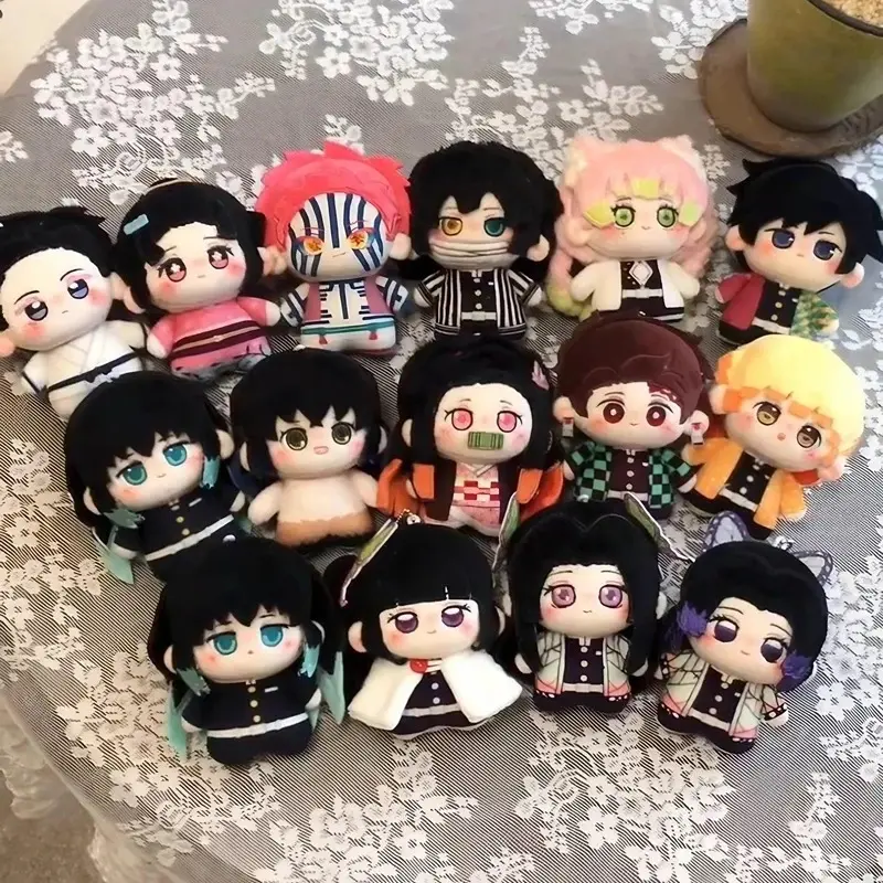 Demon Slayer Figure Anime Plush Doll Fans Gift Q Version Toy Gifts Kamado Nezuko Keyrings Cartoon Character Keychains Bag Charms
