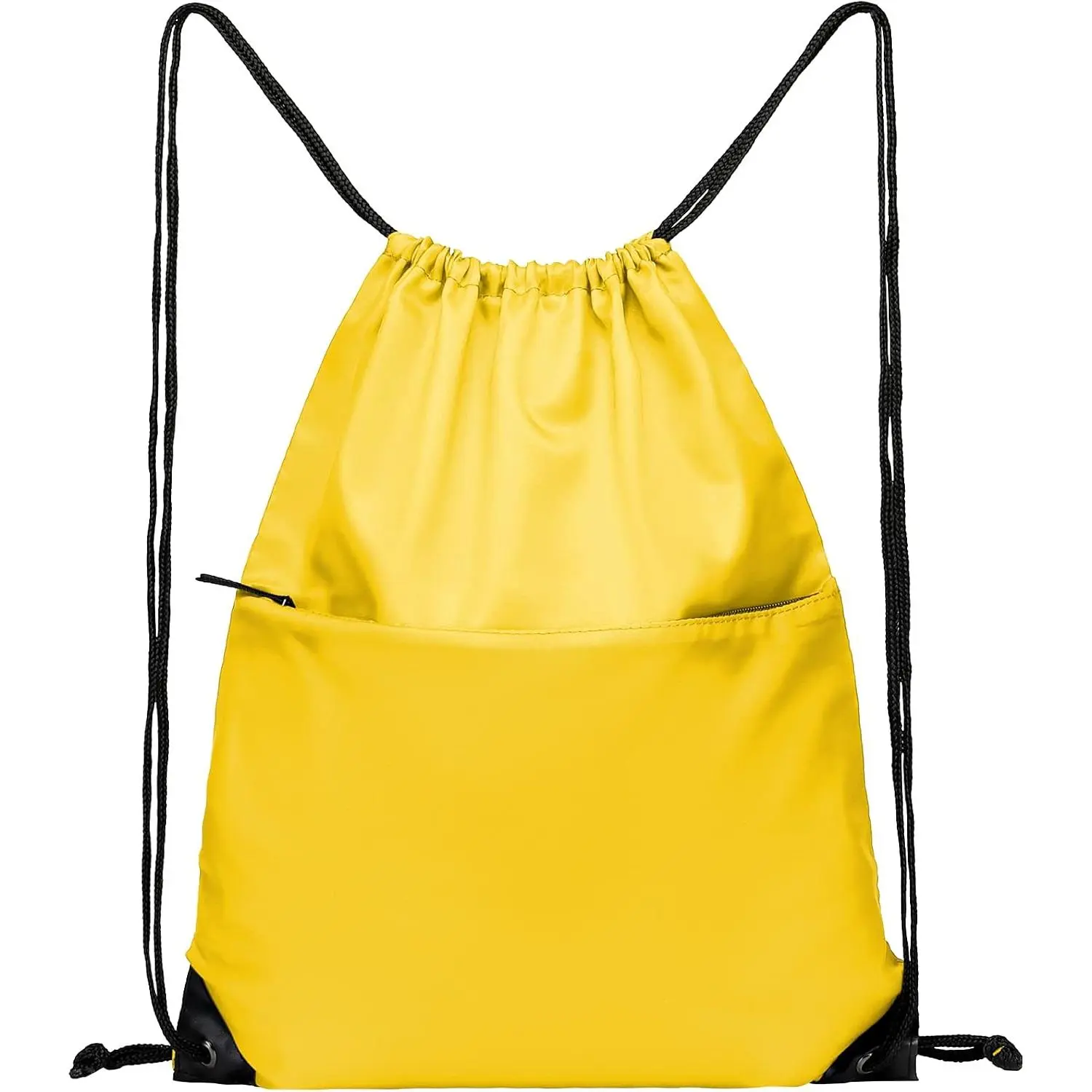 sportsDrawstring Backpack Sports Water Resistant String Bag Sport Gym Sackpack for Women Men Large with Zipper, Yellow