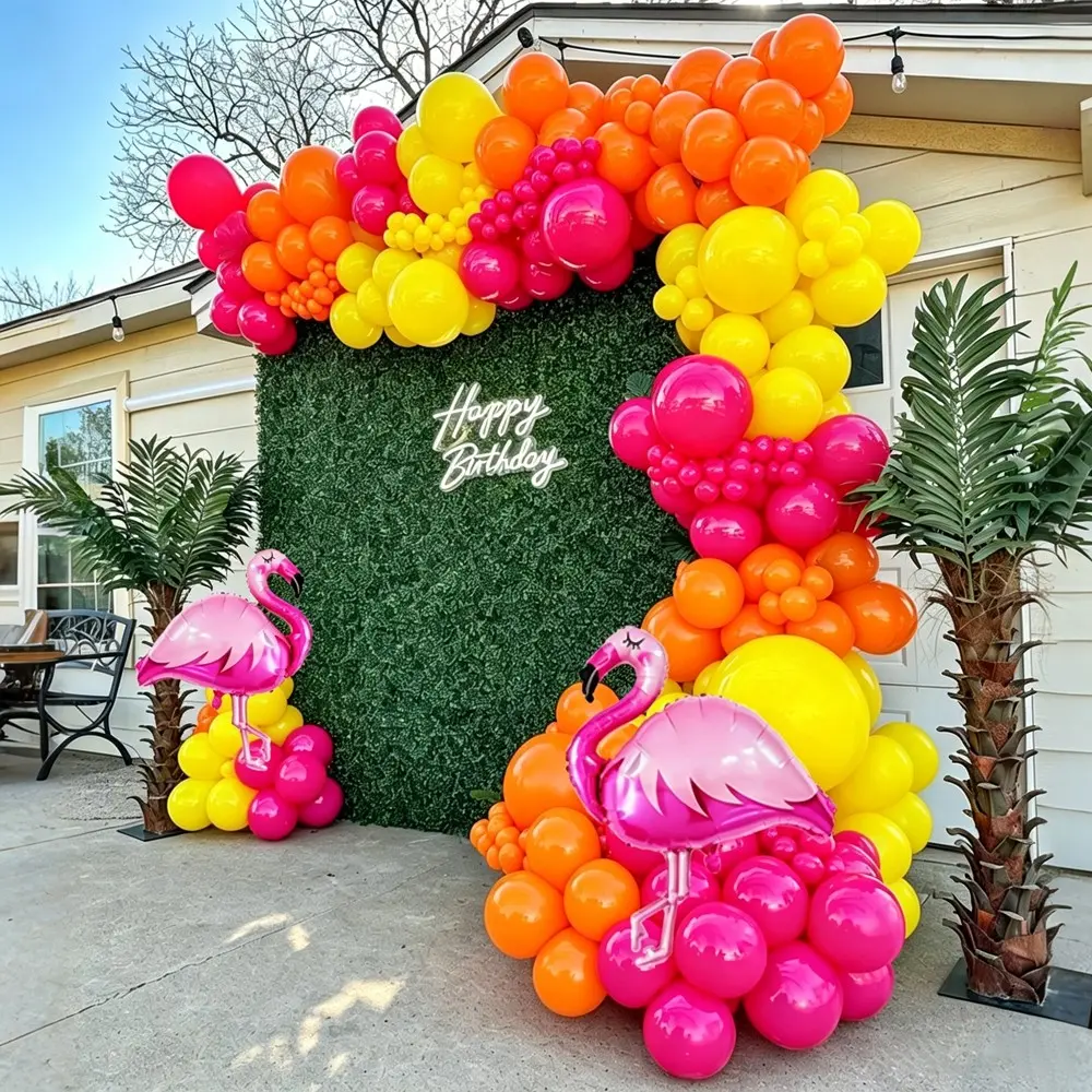 Summer Tropical Balloon Arch Garland Set, Rainbow Balloon Garland Kit, Perfect for Hawaiian Pool Party Decorations, Fun Summer Festival Accessories