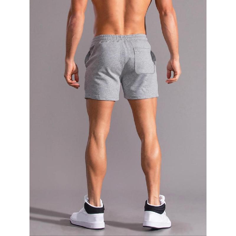 Men's Basic Regular Fit Solid Pocket Drawstring Shorts, Casual Streetwear Simple Patched Detail Elastic Waist Shorts for Summer, Fashion Men's Bottoms for Daily Wear, Menswear, Volleyball Shorts, Gymshorts