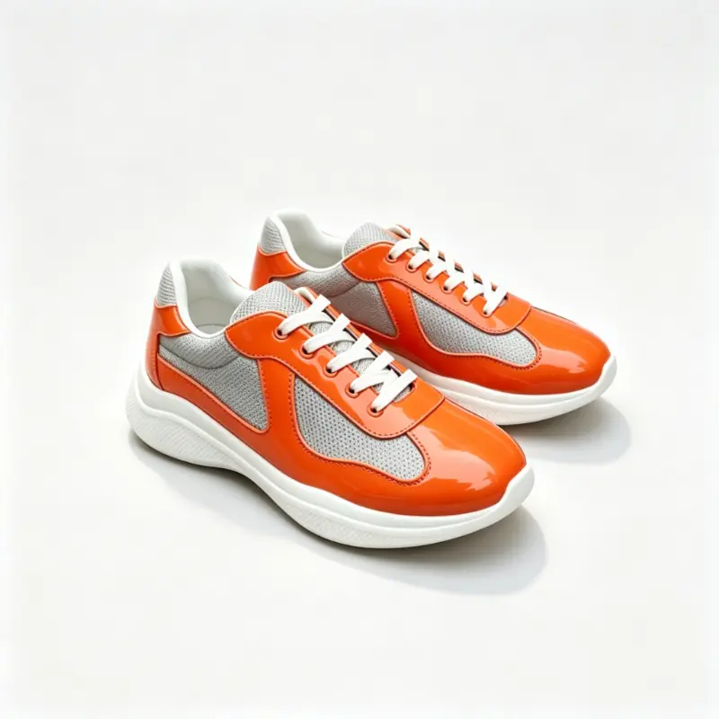 Orange Gray Color Block Platform Sneakers, Lace Up Breathable Patchwork Casual Walking Shoes, Trendy Retro Athletic Sneakers for Street Style Daily Travel Outdoor Wear