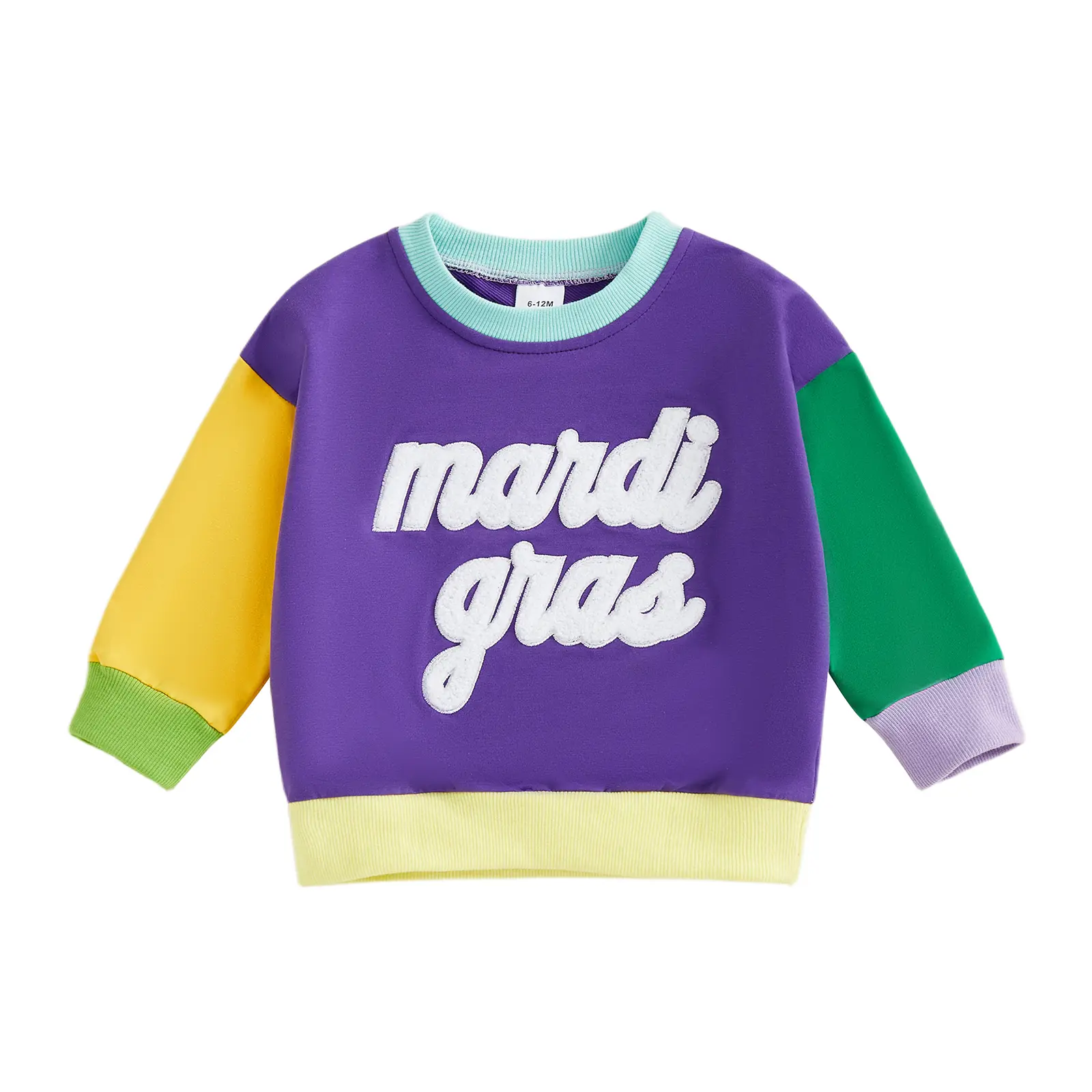 Toddler Baby Girl Boy Sweatshirt Color Embroidery Letters Block Long Sleeve Crewneck Pullover Tops Fall Winter Outfits