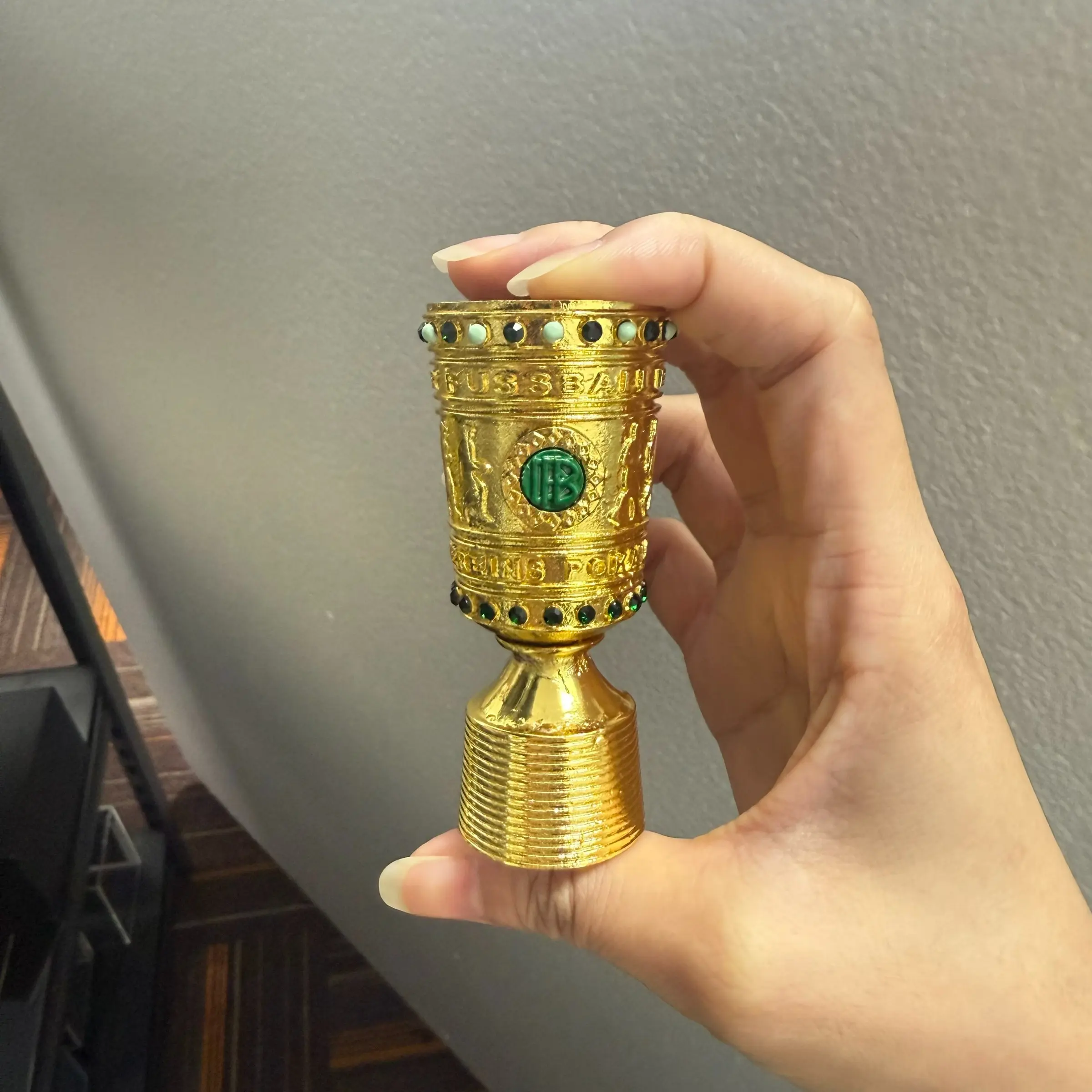 Miniature Gold Trophy Cup Model for Home Office Desk Display, Durable Resin Tabletop Decor Craft Souvenir Gift, 3.15 Inch Small Trophy