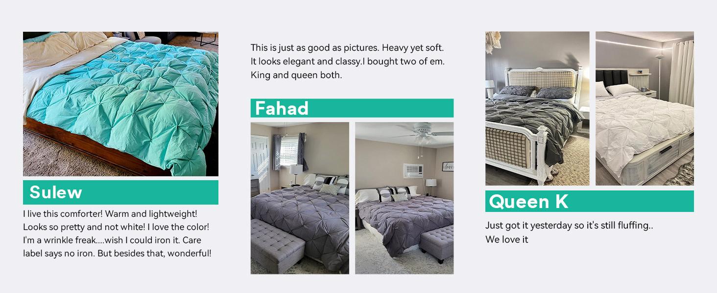 【Three Geese Feather Down Pinch Pleat duvet 】All seasons Five-star hotel quality Fluffy and breathable Goose Down - 100% Cotton Outer, Ethically Sourced Feathers, All-Season Quilt,Machine Washable,weighted blanket,California King-TiktokShopSpringGlowUp