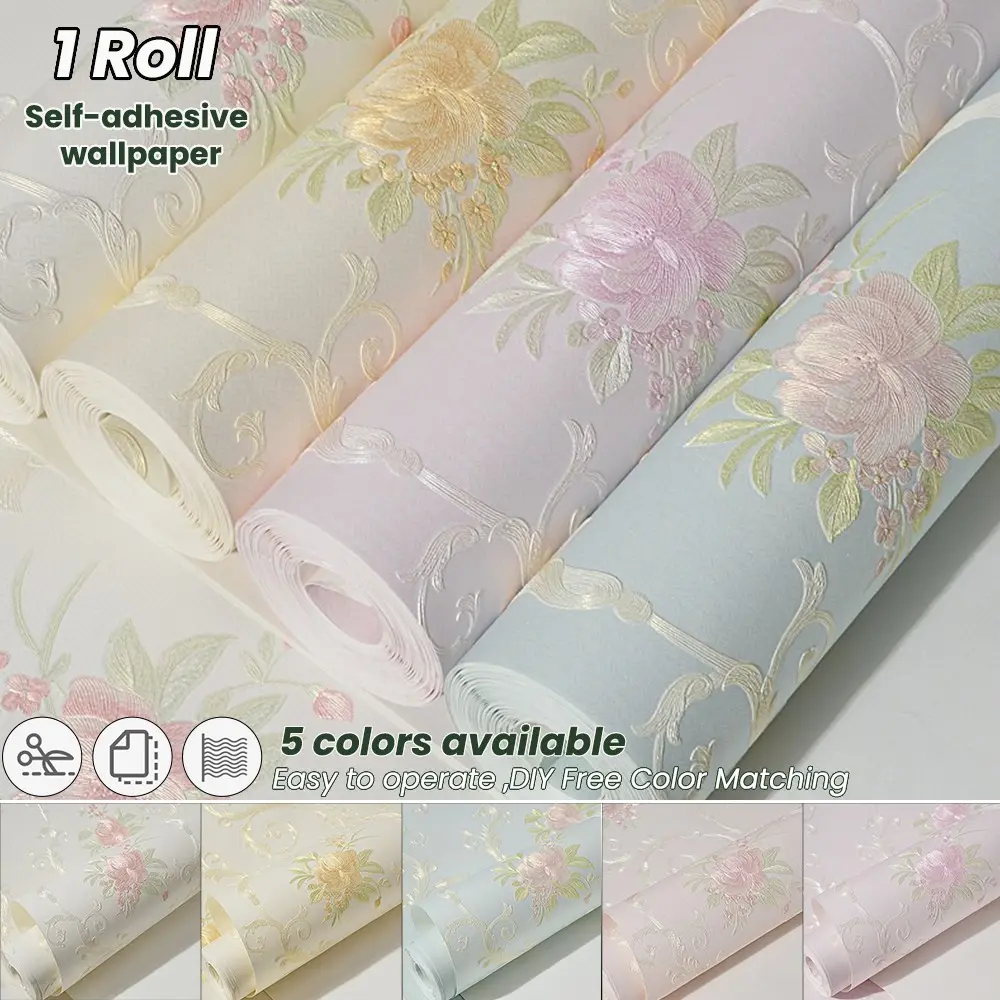 A roll of 3D engraved self-adhesive wallpaper with various pattern sizes to choose from, made of paper material, easy to peel and paste, suitable for indoor bedrooms, living rooms, TV background walls, furniture renovation stickers DIY creativity