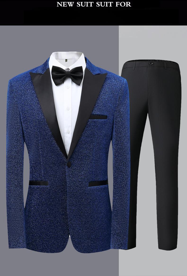 Men's Slim Fit 3-Piece Color Block Suit  Notch Lapel Light Business Groom Wedding Tuxedo, Center Vent