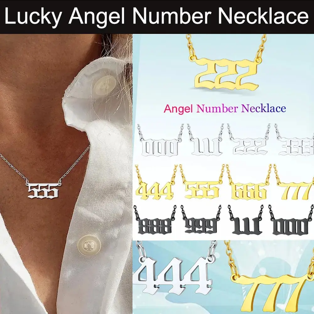 Exquisite Stainless Steel Angel Number Pendant Necklace for Women