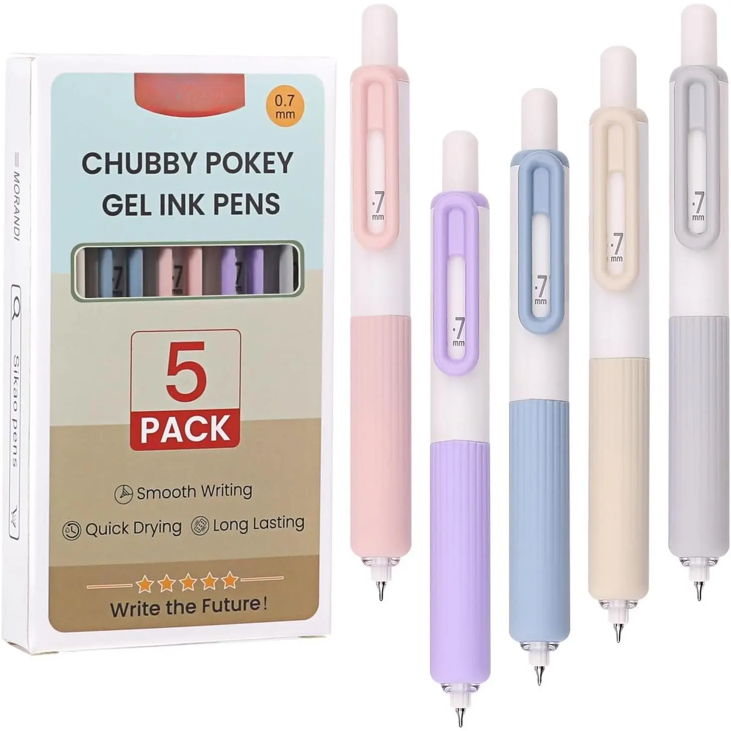 Mini  Gel Pens, 5 Pack Morandi  Pocket Gel Ink Pens, Retractable Black Ink 0.7mm Fine Point, Thick Aesthetic Pens for , Teachers & Office, Neutral Minimalist Stationery