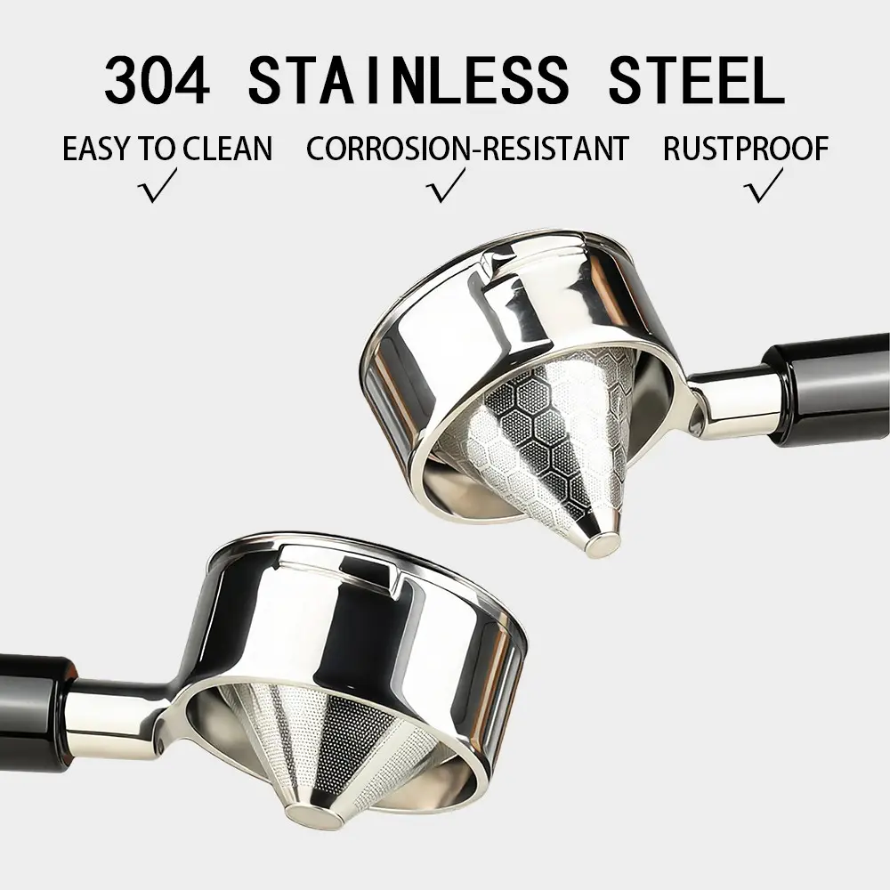 Stainless Steel Coffee Funnel Powder Bowl, Italian Espresso Machine No Bottom Press Handle, Dual Layer Coffee Extraction Filter, Espresso Accessories