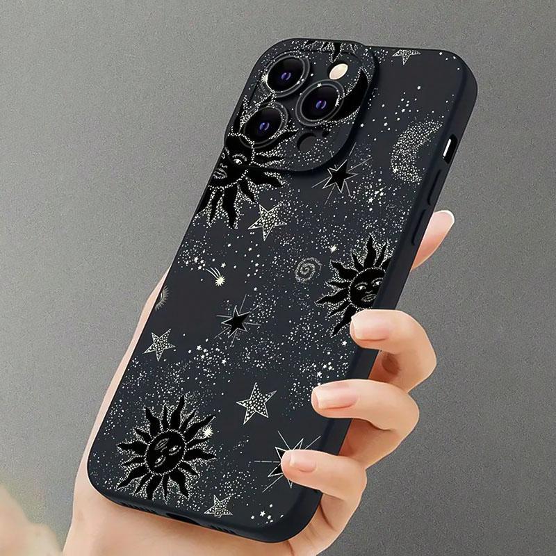 Star & Moon Pattern Phone Case, Decorative Phone Protector Cover with Protection, Phone Accessories Compatible with iPhone