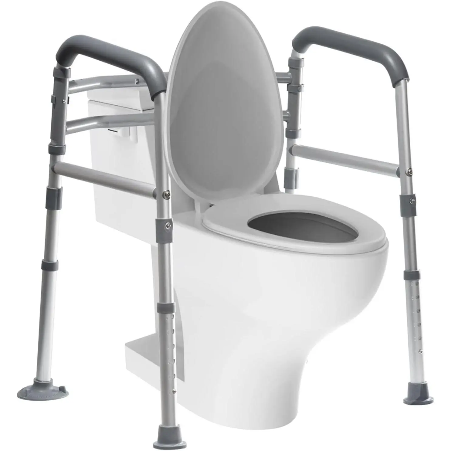 Height Adjustable Foldable Toilet Safety Rails, Tool-Free Assembly, 350 lbs Capacity for Elderly, Seniors, Handicap & Disabled