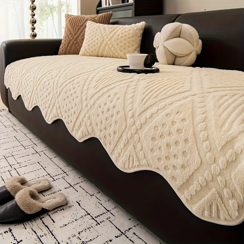 1-piece sofa cushion cover with irregular geometric jacquard pattern, perfect for modern minimalist living room decoration. It has anti slip and durability, suitable for sofas with 1 to 4 seats, pet friendly, and machine washable, Couch cushion cover