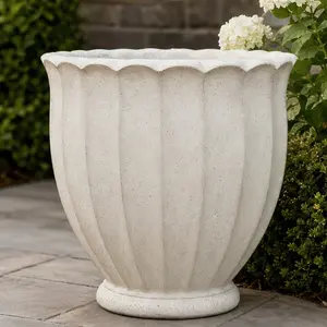 ARCH MGO Garden Urn Planter Antique White 17.7x17.7x14.6 Inch Square Flower Pot with Drainage Hole for Outdoor Patio Yard Decoration, Rustic Magnesium Oxide Plant Container for Garden & Porch, Antique White/Rust Color Options, Magnesium Oxide Materia