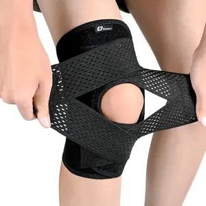 Knee Brace with Side Stabilizers for Meniscus Tear, Adjustable Knee Wrap for Pain Relief, Breathable Compression Knee Support for Knee Pain, ACL, MCL, Arthritis, , Women&Men (Black, Large)