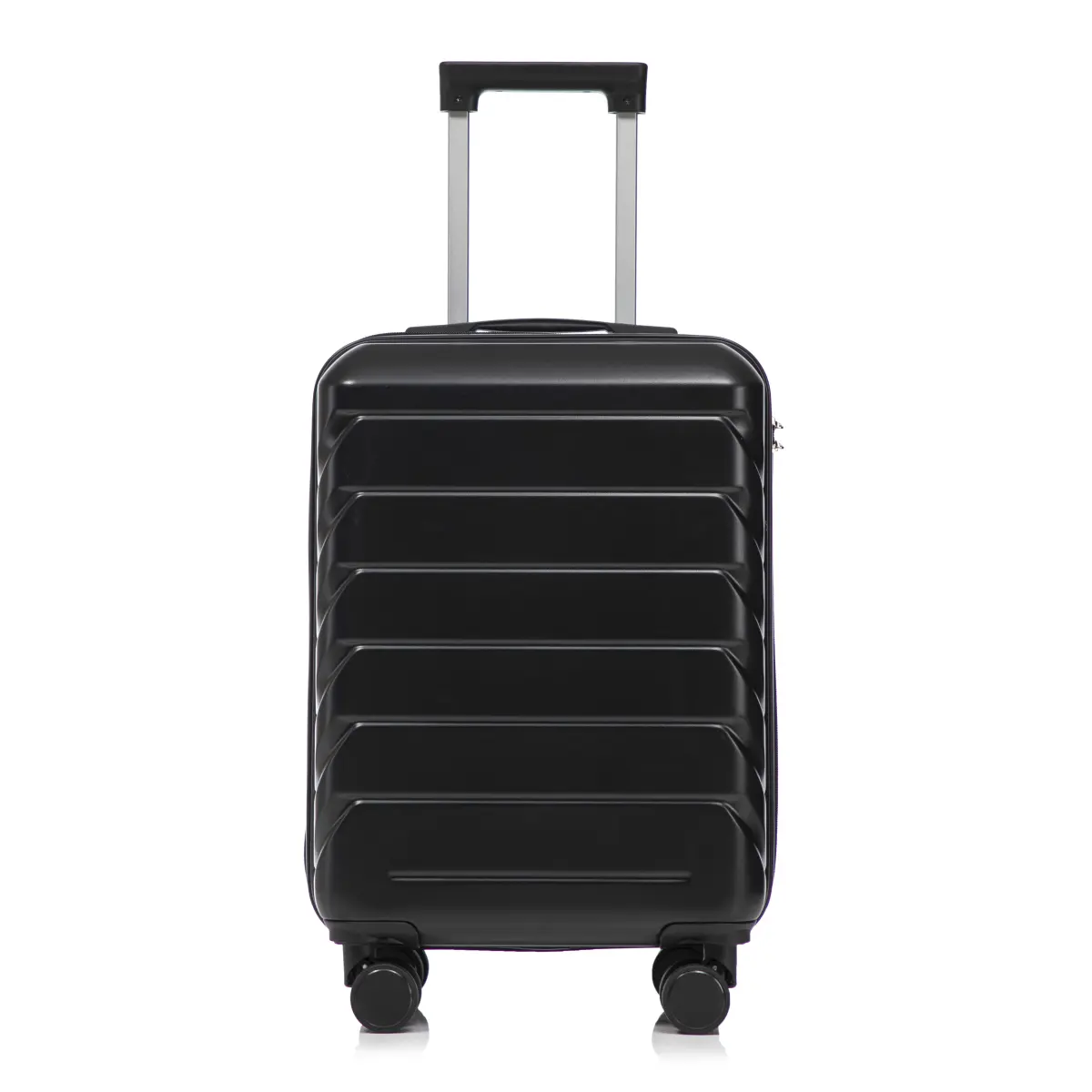20 Inch ABS Hard Shell Checked Travel Luggage - Scratch-Resistant Surface, 4 Multi-Directional Wheels, with Combination Lock (Black)
