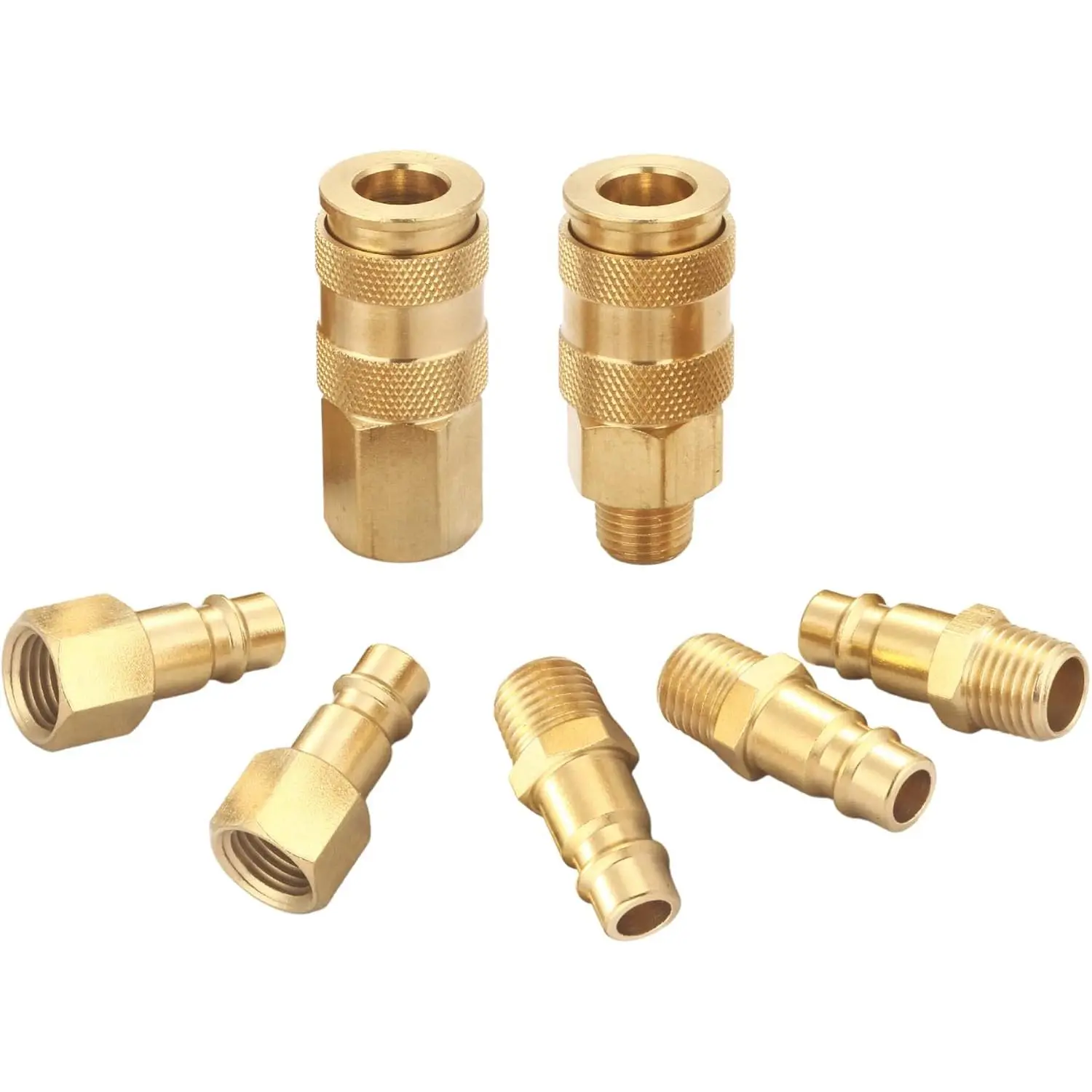 Pro High Flow Coupler and Plug Ki (7 ), V Syle, 1/4 Inch NP, Solid Brass Quick Connec Air Fiings Se