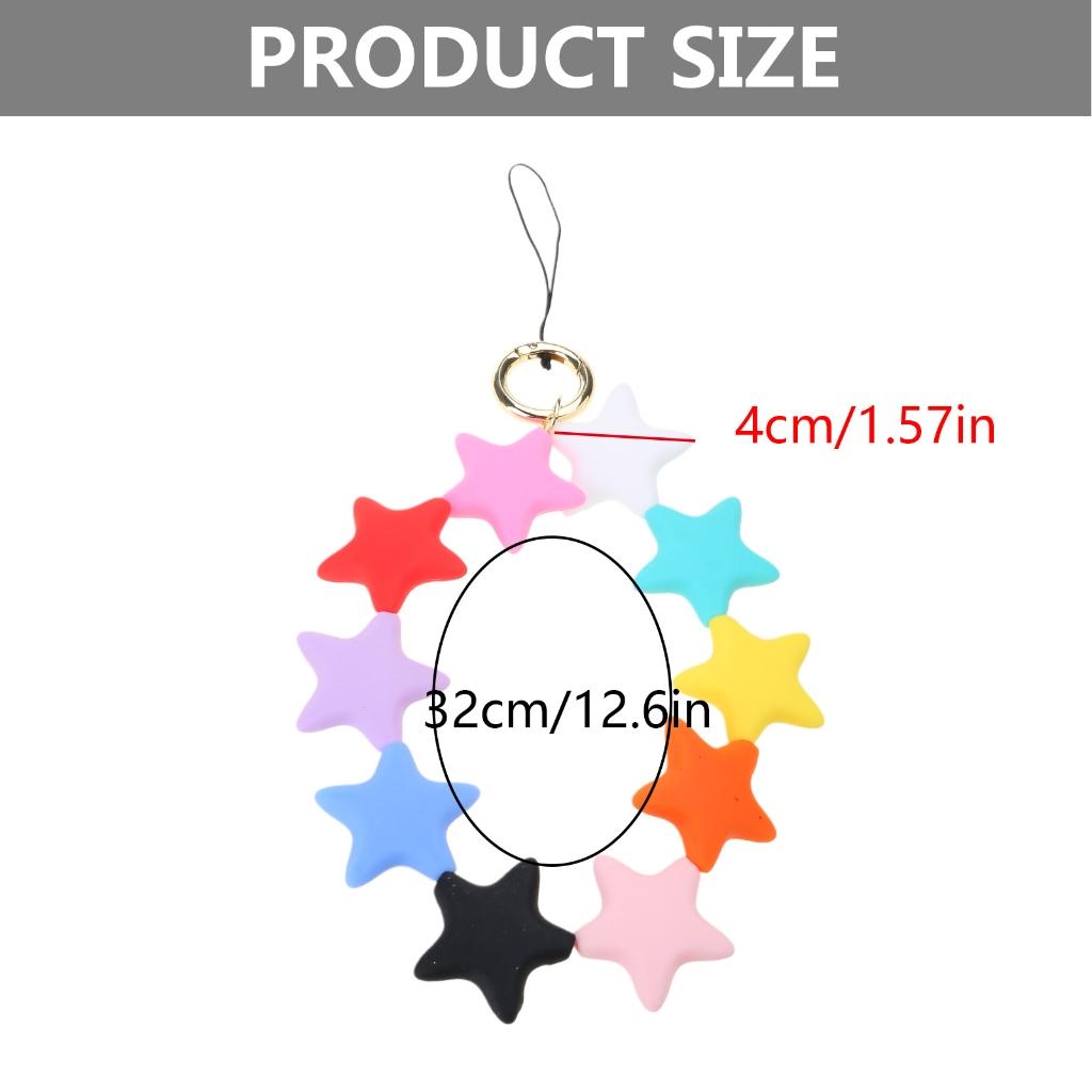 Stylish Beaded Phone Chain Colorful Silicone Star Charm for Room Decoration Stylish Beaded Phone Chain Colorful Silicone Star Charm for Room Decoration