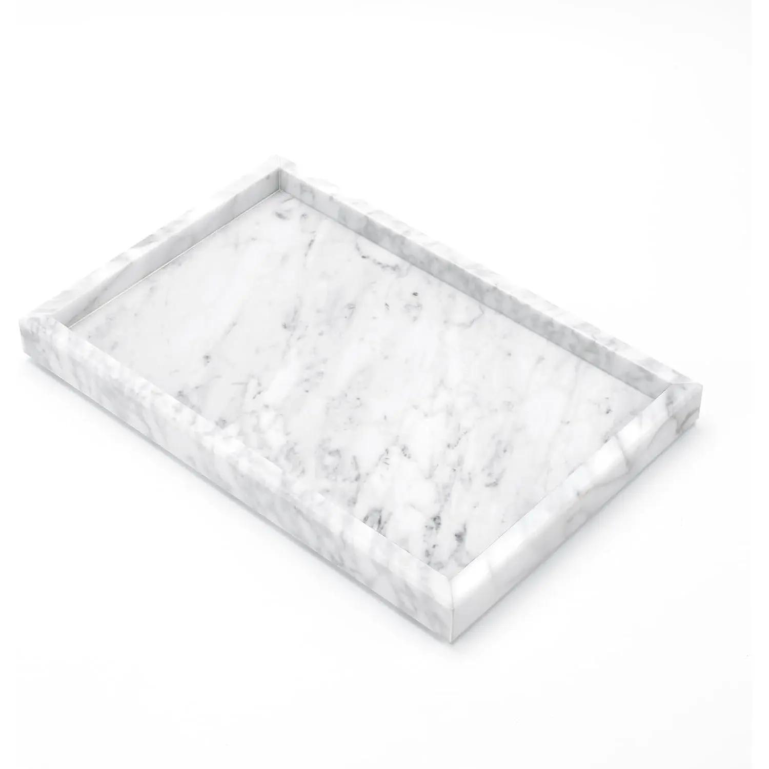 Natural Carrara White Marble Vanity Tray, Natural White Marble Serving Tray for Bathroom, Kitchen, Vanity, Home Decor, Wedding etc. (12" x 8" x 1.2")