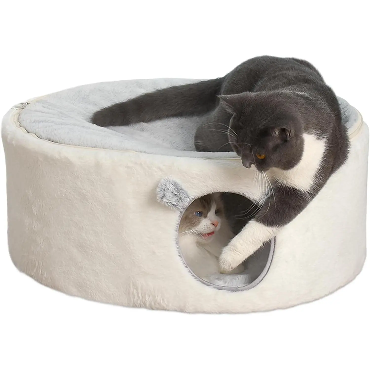 Elevated Cat Beds for Indoor Cats Enclosed House Hideaway Raised Kitty Hammock Large with Washable Cover Kitten Cave Pet Hut Puppy Condo Cubby Plush Cushion Easy Assembly 23.6 * 17.7 * 10.6in