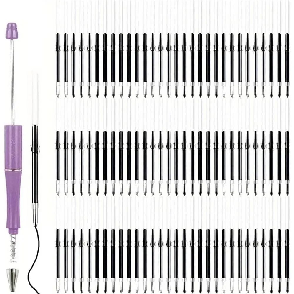 100 count Beadable Pens Refills for Plastic Bead Ballpoint Pen,Beadable Pens Bulk Refills,Bead Pens Refills (Black)