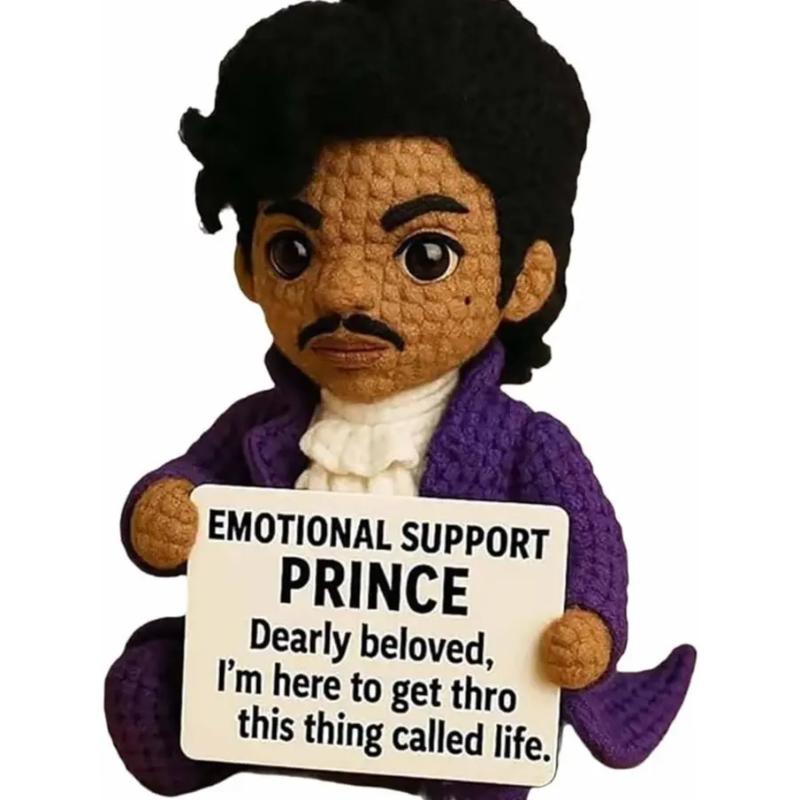 Emotional Support Prince Crochet Doll Handmade Comfort 3D Plush Collection Stuffed Animals Unique Appearance Soft Cozy Feel.