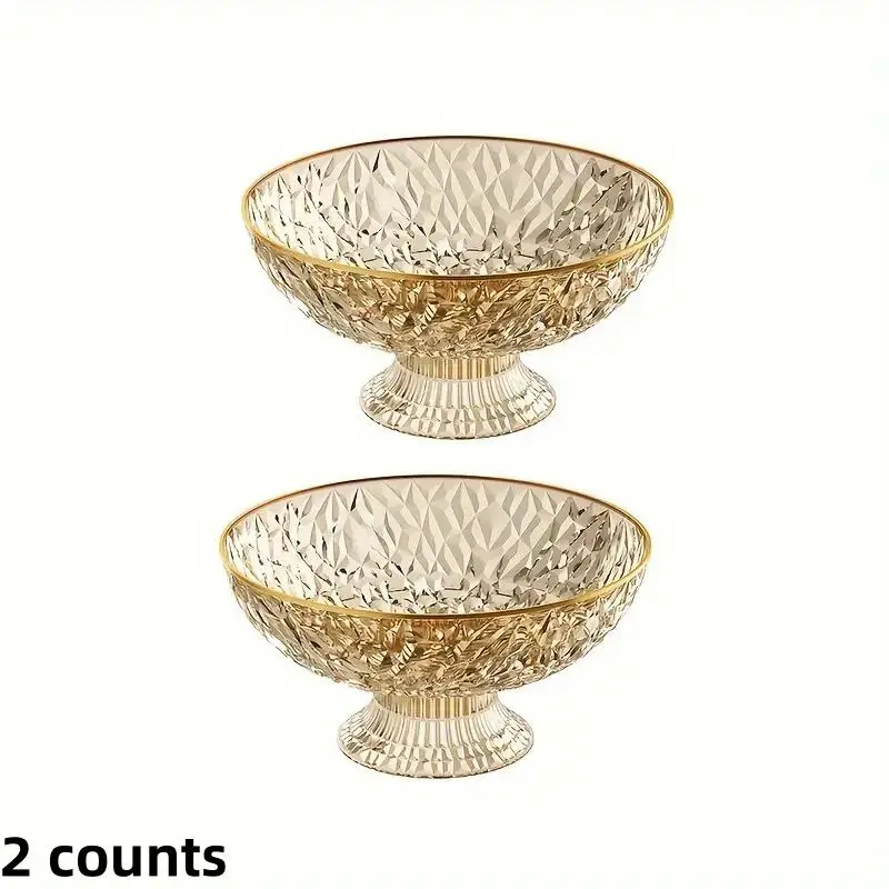 2 Counts Fruit basket, fruit plate decorative bowl with drainage holes, high-quality plastic fruit and vegetable tray, suitable for countertops, dried fruit and candy plates
