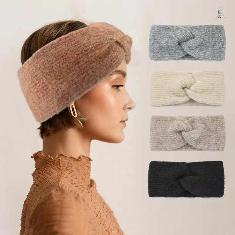 Cross Knit Wool Headband, Warm Ear Protection Hair Wrap, Wide Edge Hair Band for Washing Face Yoga, Soft Stretchy Hair Accessory, Comfort Fit for Daily Outdoor Casual Gifts