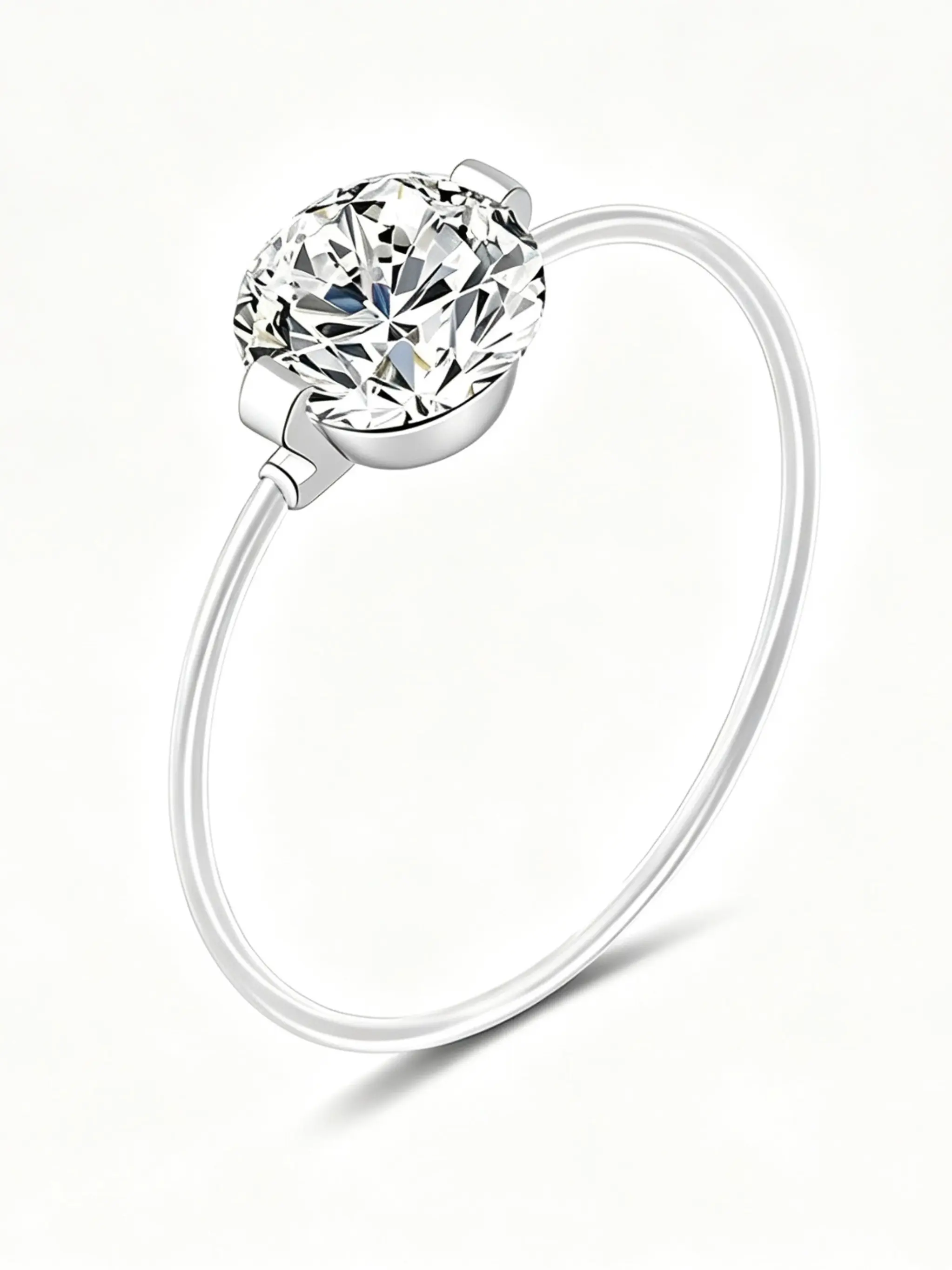 Mermaid Tear Ring Invisible Moissanite S925 Silver, Unique Design One Carat Closed Ring, Wedding Engagement Ring for Women