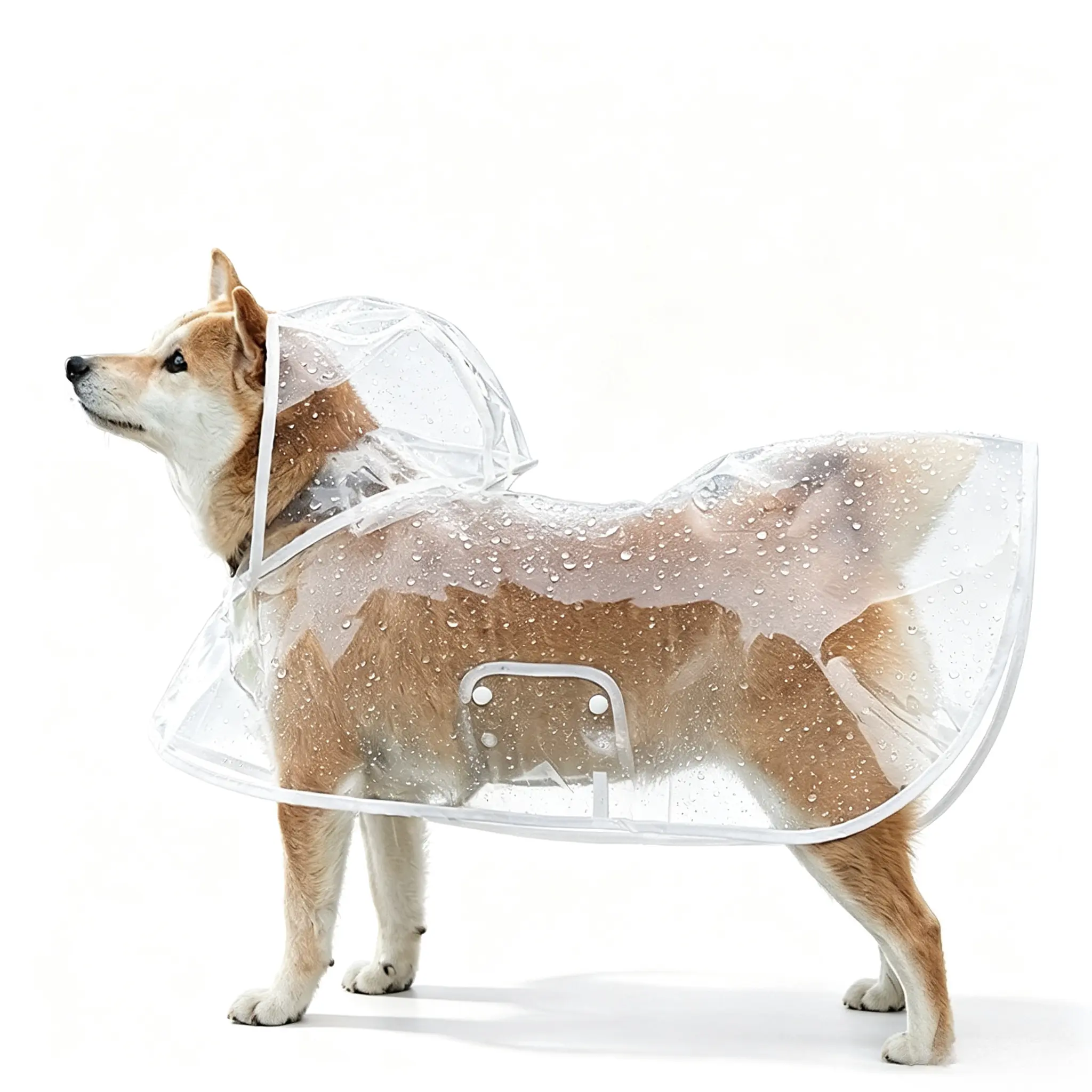 Transparent Dog Raincoat Hooded Waterproof Pet Rain Jacket with Harness Hole, Clear Puppy Rain Poncho for Small Medium Dogs, Lightweight Rainwear for Outdoor Walking