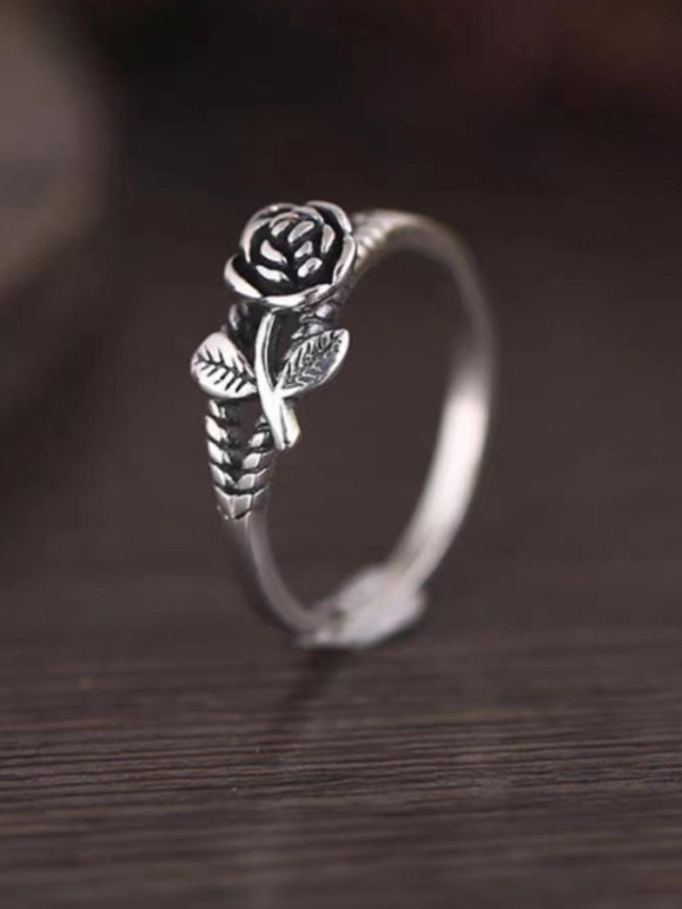 2024 Summer Women's Vintage Rose Design Promise Ring, Trendy All-match Ring for Daily Decoration, Fashion Exquisite Jewelry for Women As Birthday Gift, Valentine's Day, Gift, Statement Rings