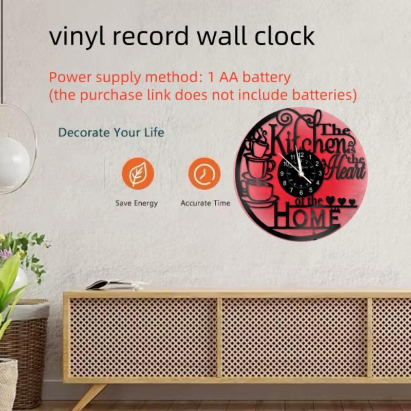 Kitchen Themed Wall Clock, 1 Count Battery Powered Wall Clock with LED Night Light, Led Wall Clocks, Decorative Wall Clock for Home Kitchen Coffee Shop (without Battery)