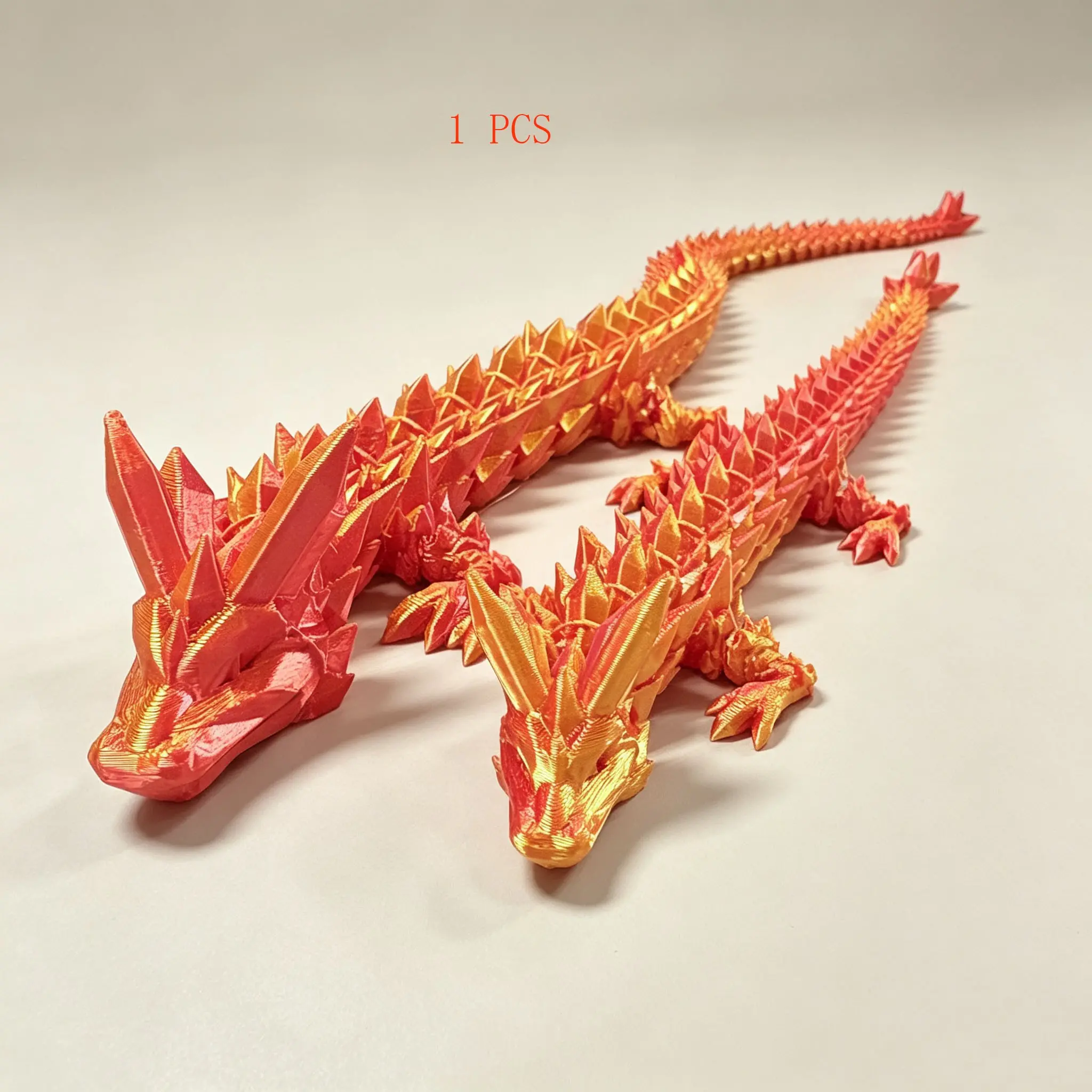 3D Printed Movable Crystal Dragon Figurine, Flexible Fantasy Desktop Toy, Collectible Gift for Dragon Enthusiasts, Unique Decorative Item