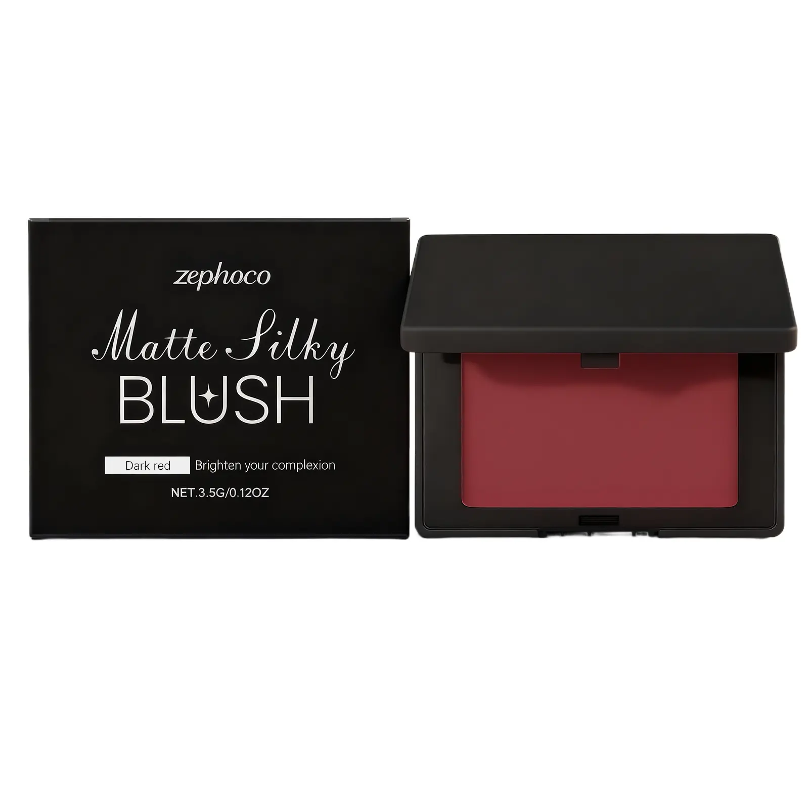 Dark Red Matte Smooth Blush - Easy to Blend, Smudge-Resistant, Creates Versatile Atmospheric Makeup Look for Daily Use Brush Lid
