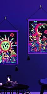 Black and White Tapestry Starry Night Mountain Tapestry Aesthetic Moon Wall Tapestry Nature Forest Tapestry Galaxy Space Tapestry Wall Hanging for Home Decor(51.2"x59.1")