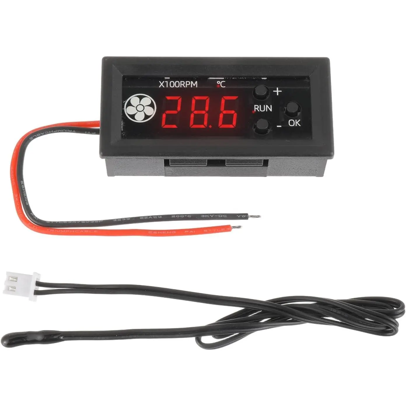 12V 3A 4-Wire PWM Control Droplet Head Temperature Controller for Women's Blouses & Shirts, with Temperature Probe, Digital Dual Display Module, Fan Governor