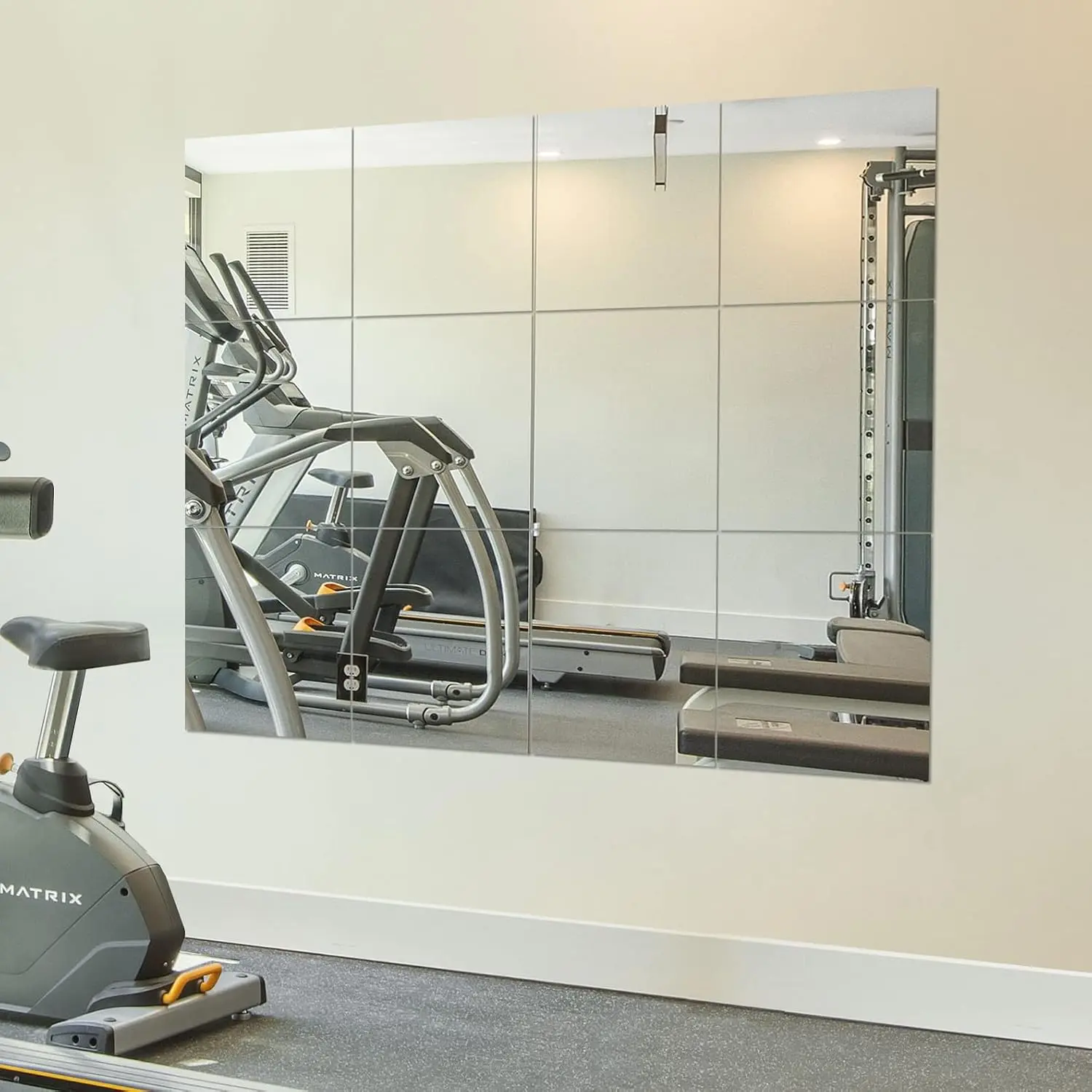 Gym Mirrors 12 Inch x 12 count Wall Mounted Mirror Glass Frameless Full Length Mirror Tiles for  Gym, Bedroom, Door & Bathroom