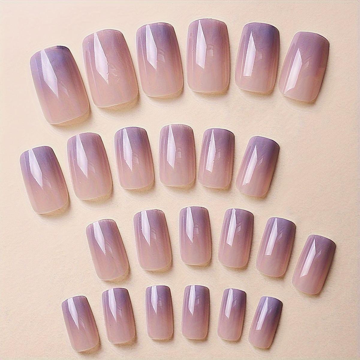 Women's 24pcs Medium-Length Square Gradient Glitter Press-On Nails - Easy Application, Suitable for Daily Wear & Wedding Occasions