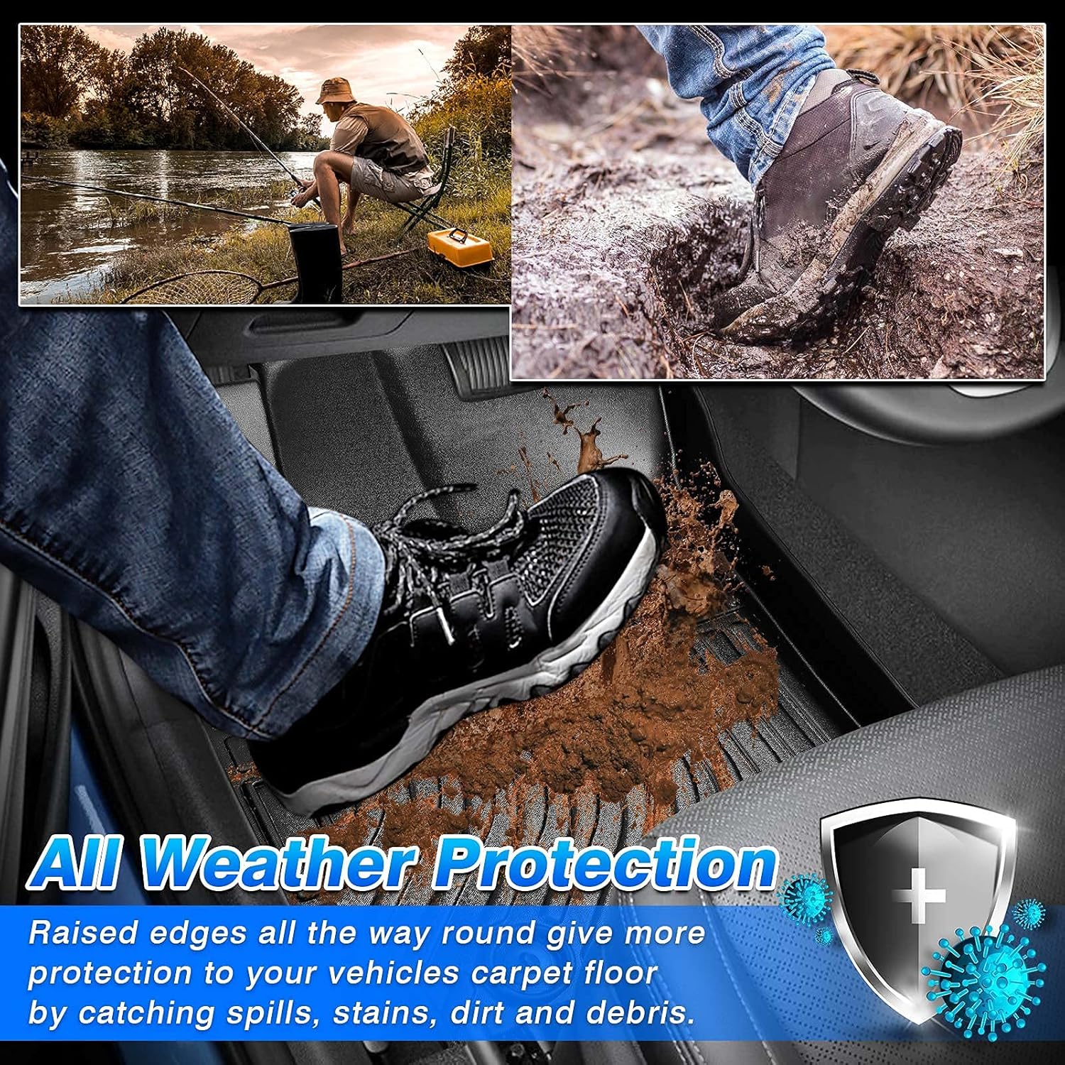 Canvcle Custom Fit Floor Mats for 2020-2025 Nissan Sentra S/SV/SR Gas Model All Weather Liners Black Non-Slip TPE Material Durable Easy Install Perfect Fit for Nissan Sentra