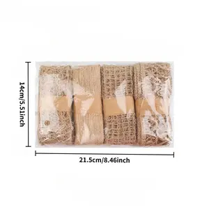 4 Rolls Natural Hemp Ribbon, 1.97 Inch Width, DIY Crafts, Wedding Decor, Home Decoration, Earthy Texture, Party Gifts, Handmade Material
